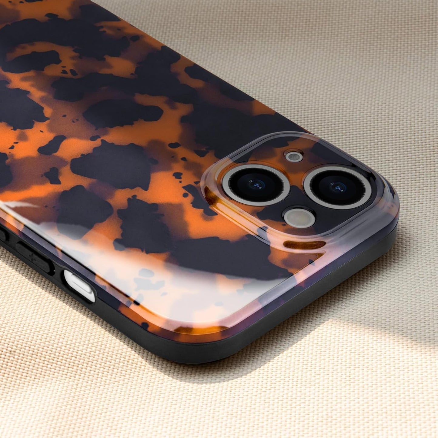 SupraCalm Aesthetic Tortoise Shell Phone Case for iPhone 13 14 15 16, Retro Cool Girl Leopard Print Brown Amber Trendy Full Camera Protective