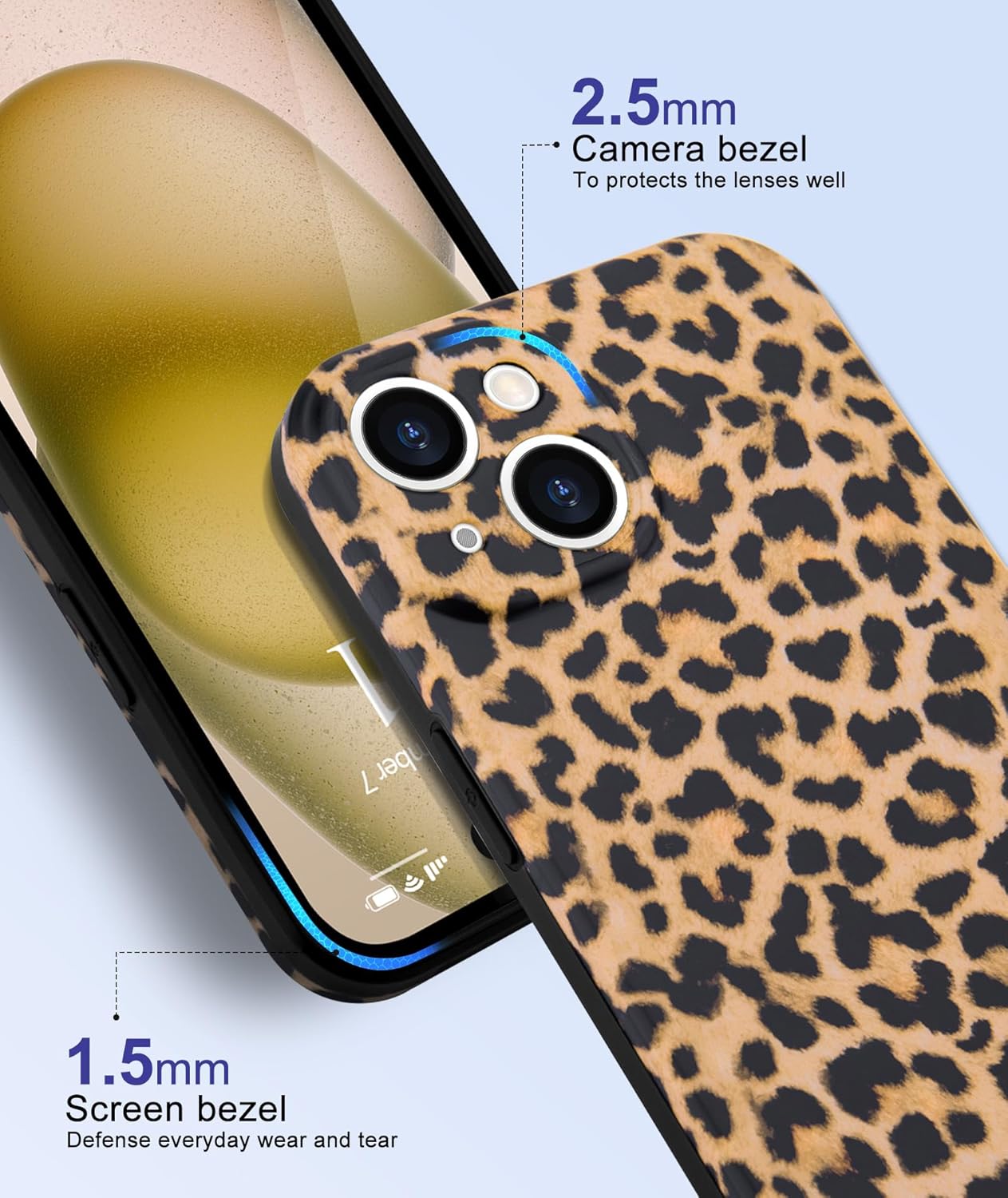 SupraCalm Aesthetic Tortoise Shell Phone Case for iPhone 13 14 15 16, Retro Cool Girl Leopard Print Classic Leopard Full Camera Protective