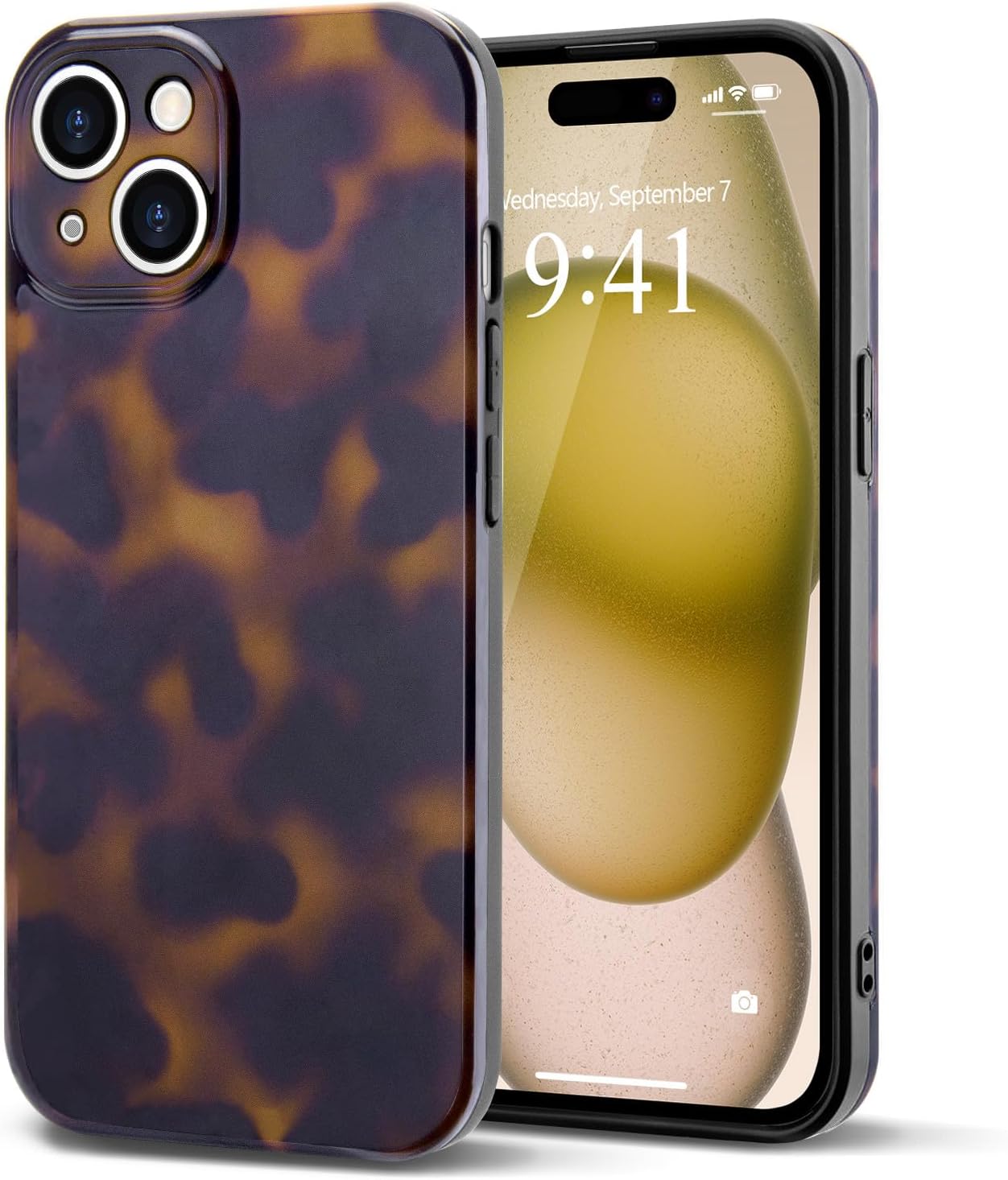 SupraCalm Aesthetic Tortoise Shell Phone Case for iPhone 13 14 15 16, Retro Cool Girl Leopard Print Brown Amber Trendy Full Camera Protective