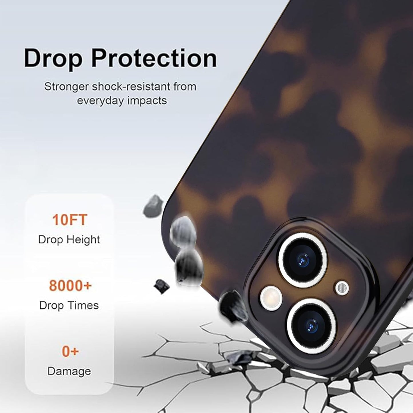 SupraCalm Aesthetic Tortoise Shell Phone Case for iPhone 13 14 15 16, Retro Cool Girl Leopard Print Brown Amber Trendy Full Camera Protective