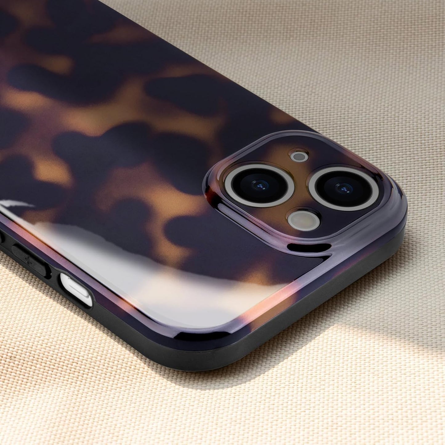 SupraCalm Aesthetic Tortoise Shell Phone Case for iPhone 13 14 15 16, Retro Cool Girl Leopard Print Brown Amber Trendy Full Camera Protective