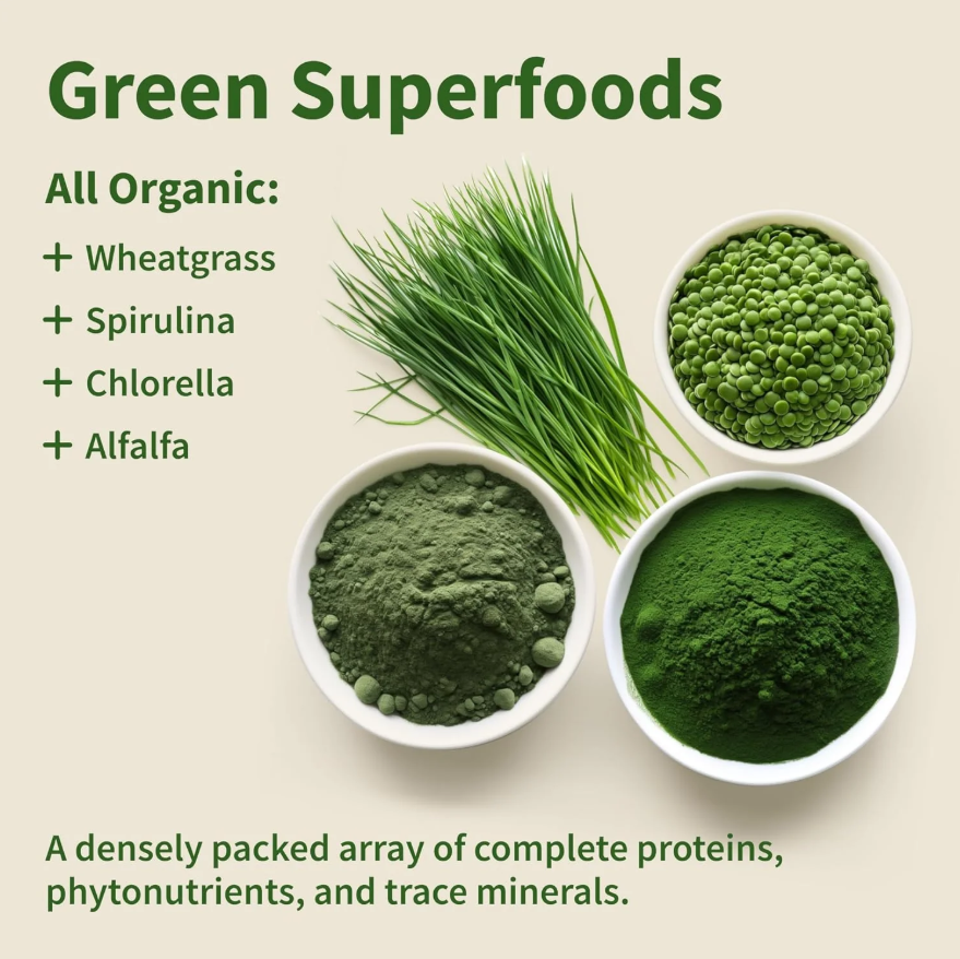 Supplements Organic Spirulina and Chlorella Capsules | Chlorophyll and Protein Rich Blue Green Algae Superfood Supplement for Energy and Immune Support, Vegan, Non GMO, Greens Blend, 120 Capsules