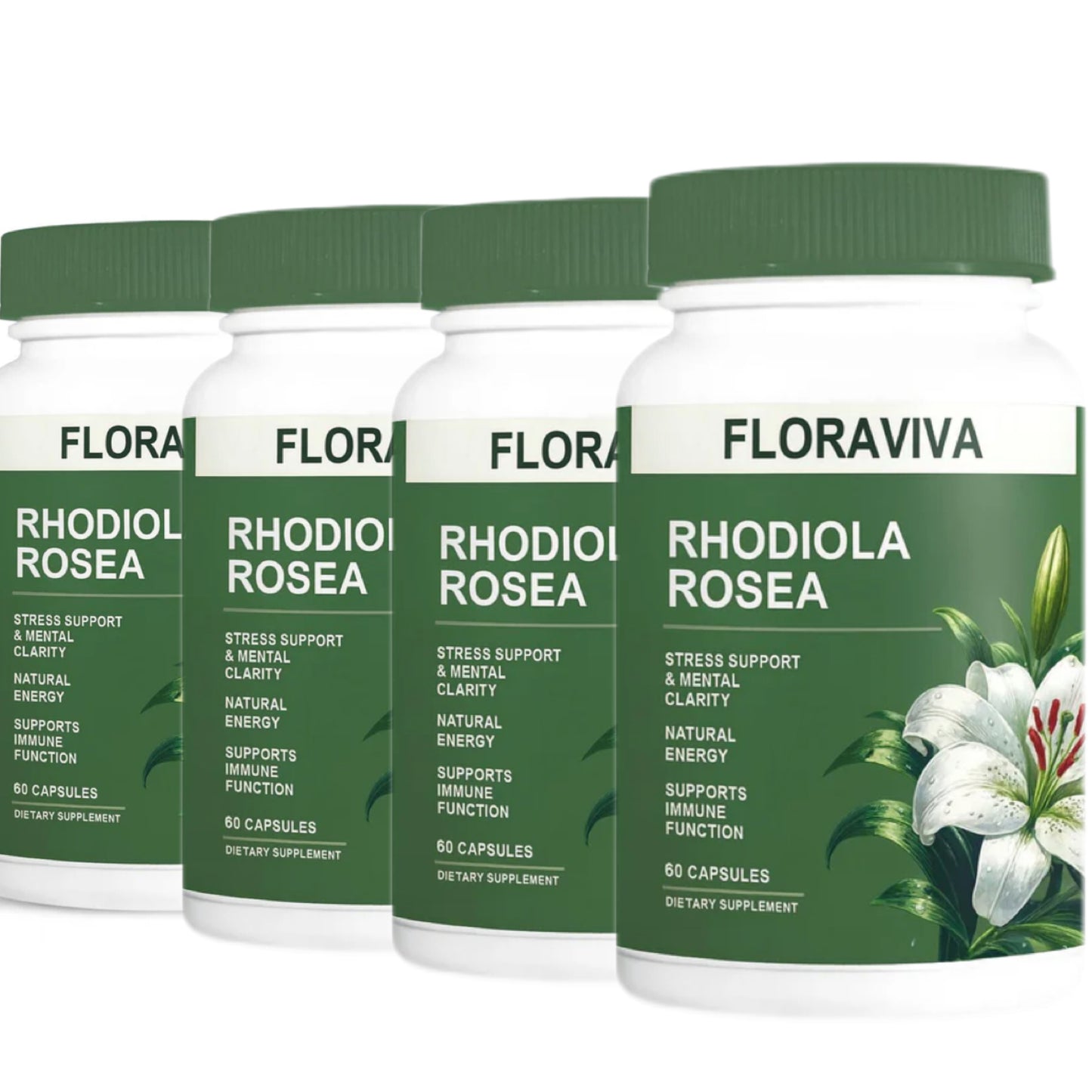 Rhodiola Rosea Capsules - Floravida for Energy, Focus, Mood - 60 Capsules