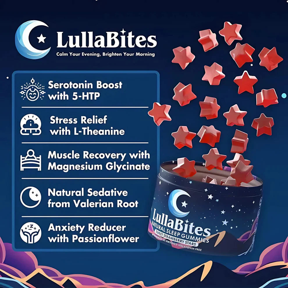 LullaBites Natural Sleep Gummies - 30 Servings -Sweet Strawberry Stars