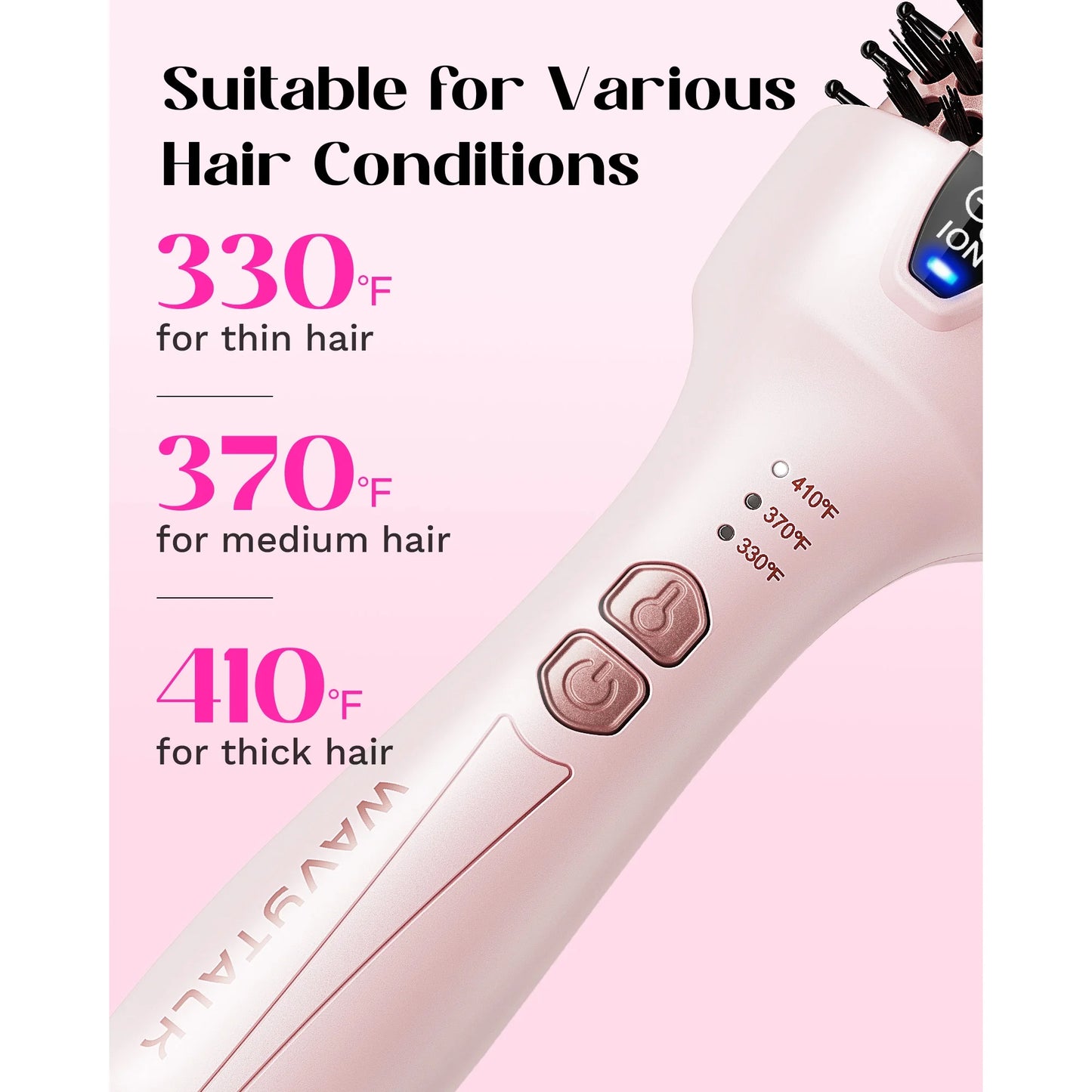 Thermal Brush for Blowout Look, 1 1/2 inch Ionic Heated Nylon Brush Get Natural Curls, Rose Gold