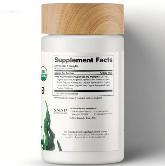 Supplements Organic Spirulina and Chlorella Capsules | Chlorophyll and Protein Rich Blue Green Algae Superfood Supplement for Energy and Immune Support, Vegan, Non GMO, Greens Blend, 120 Capsules