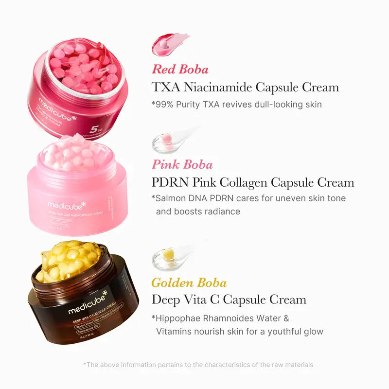 Mix & Match Boba Cream Set | Tiktok Viral Capsule Creams for Uneven Skin Tone, Glow Hydration, Korean Skincare, K-beauty