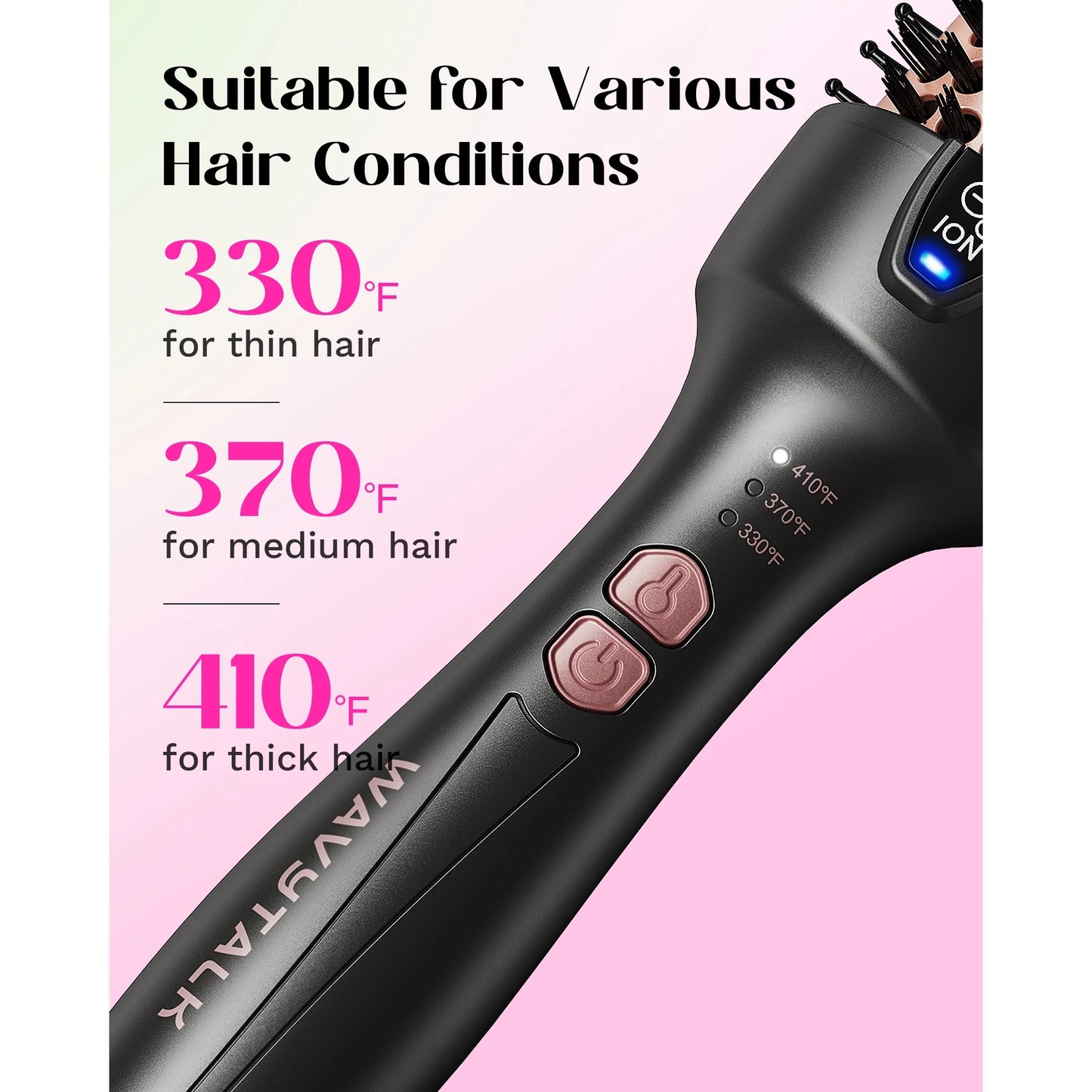 Thermal Brush for Blowout Look, 1 1/2 inch Ionic Heated Nylon Brush Get Natural Curls, Rose Gold