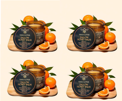 Organic Grass-Fed Beef Tallow Balm with Raw Honey - Moisturizing Cream for Soft, Smooth Skin - Handmade All-Natural Moisturizer 57g