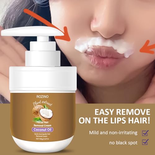 Coconut Oil Facial Hair Remover Cream – Painless & Sensitive Skin Safe