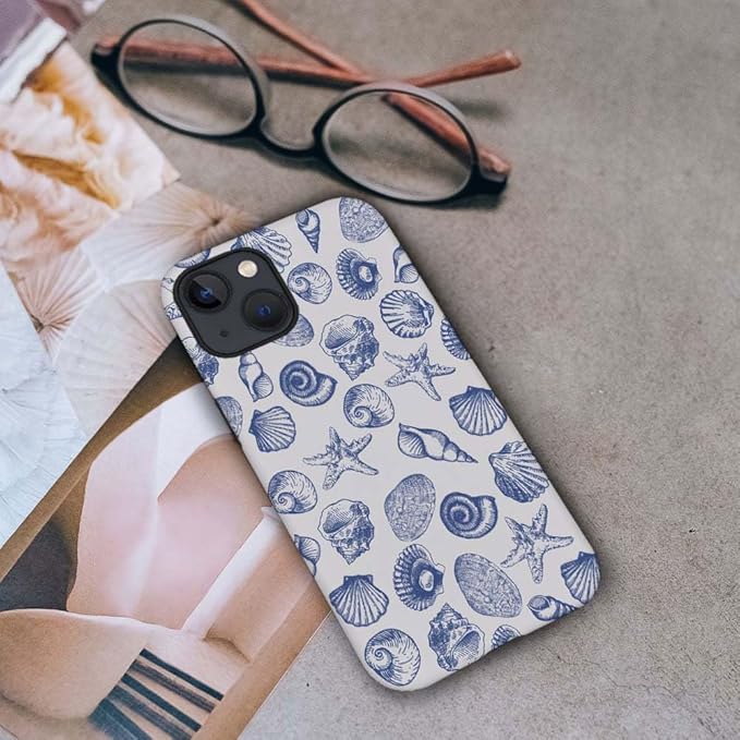 Phone Case Compatible with iPhone Cute Blue Shell Phone Case for iPhone Girls Women Boys Men