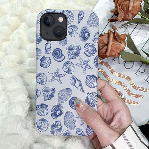 Phone Case Compatible with iPhone Cute Blue Shell Phone Case for iPhone Girls Women Boys Men