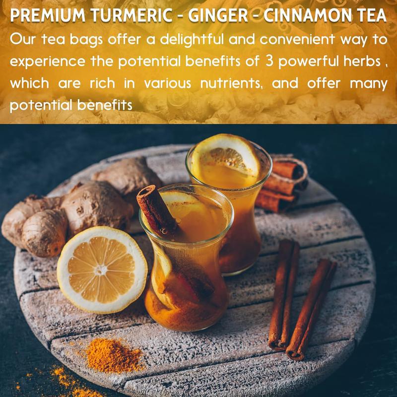 Turmeric Ginger Cinnamon Tea – 120 Bags | 100% Natural Herbal Blend for Wellness & Digestion