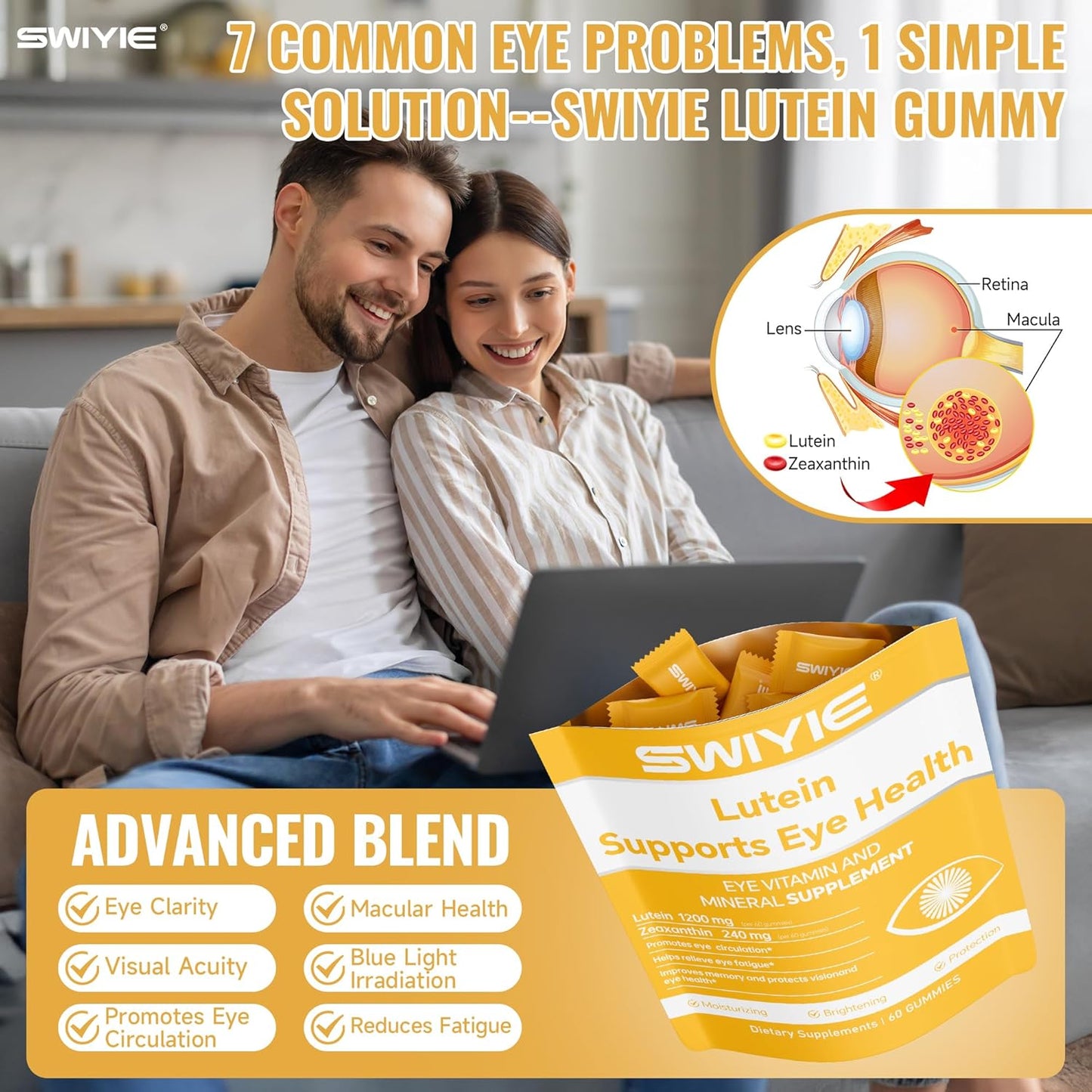 Lutein Gummies for Eye Health – Vision Support Eye Vitamins | Blueberry Flavor | 60 Gummies