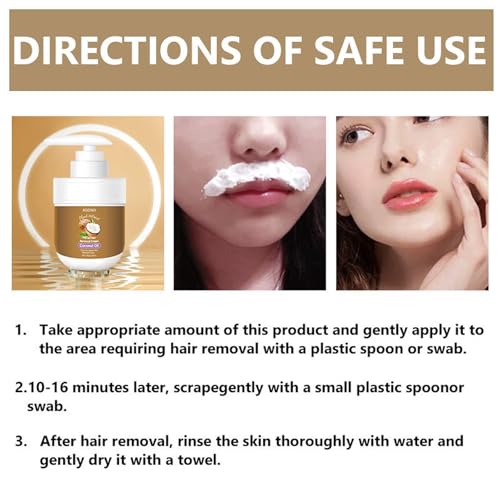 Coconut Oil Facial Hair Remover Cream – Painless & Sensitive Skin Safe