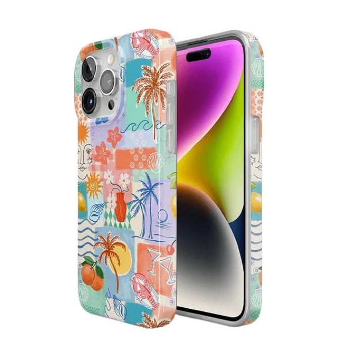 Supra-Calm iPhone Case | Tropical Heat | Beachy Collage | Compatible with MagSafe | Bold Protective Case Design