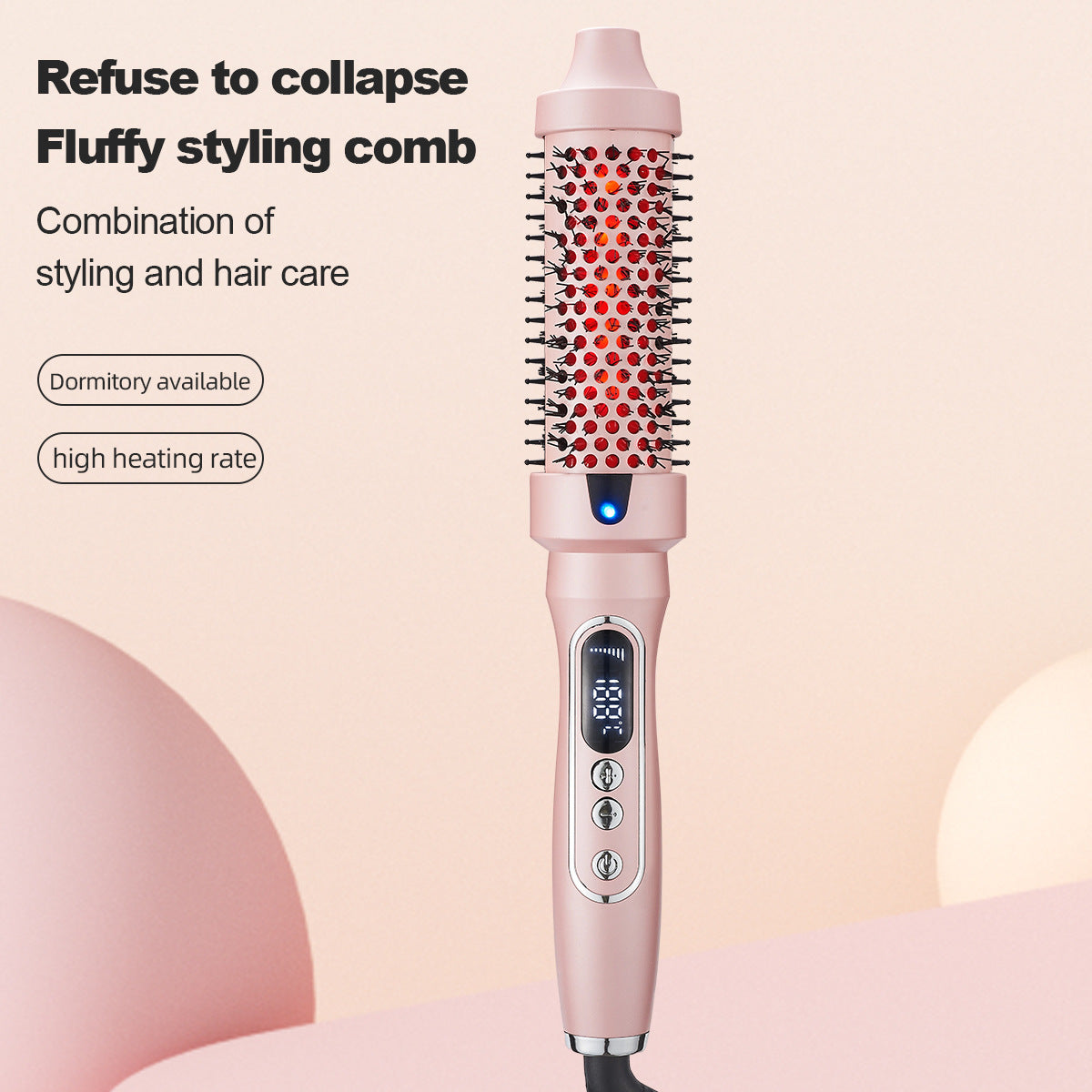 Thermal Brush for Blowout Look, 1 1/2 inch Ionic Heated Nylon Brush Get Natural Curls, Rose Gold