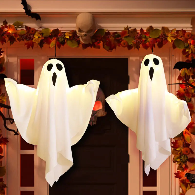 👻Halloween Hanging Ghost Light Decoration, Outdoor Indoor Night Glow Decor for Yard Porch Tree, Holiday Party Supplies Lighted(4PCS)