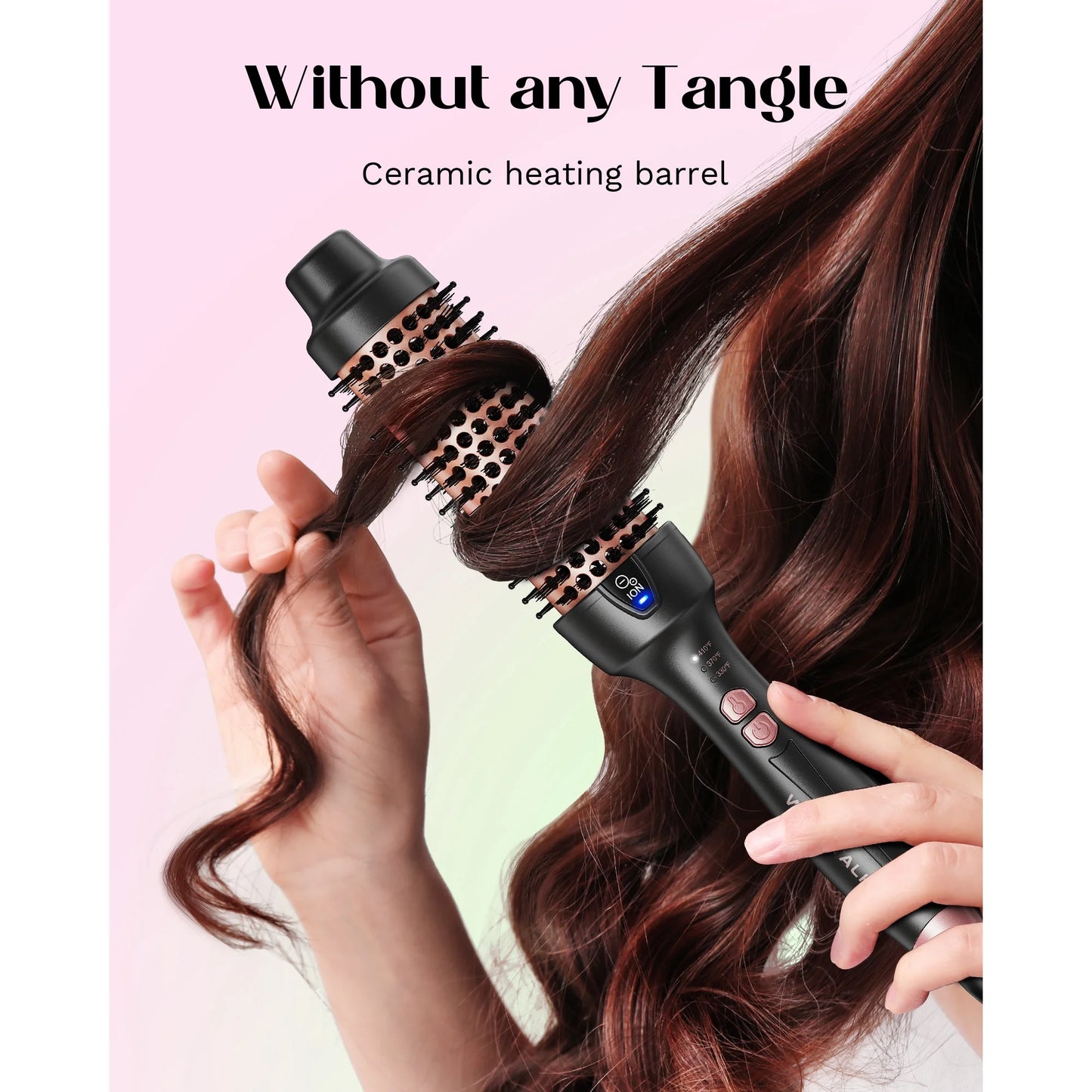 Thermal Brush for Blowout Look, 1 1/2 inch Ionic Heated Nylon Brush Get Natural Curls, Rose Gold