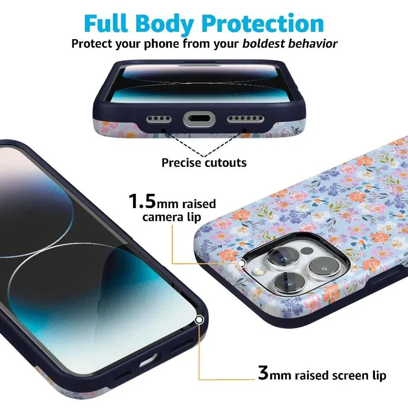 Supra-Calm iPhone Case | Poppy Meadows | Pastel Floral | Bold Protective Design | Compatible with MagSafe