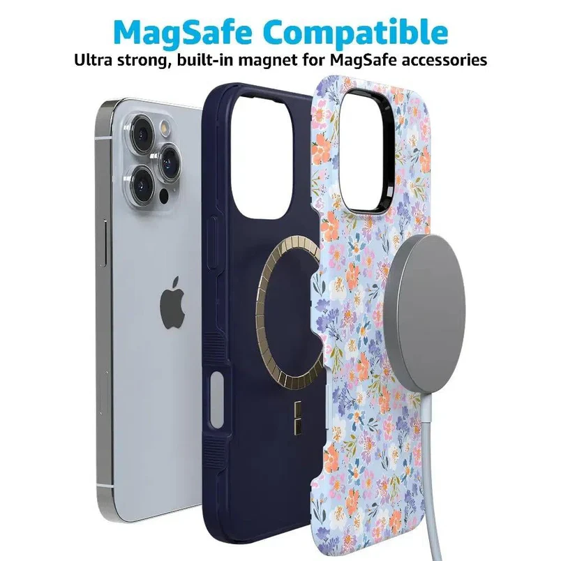 Supra-Calm iPhone Case | Poppy Meadows | Pastel Floral | Bold Protective Design | Compatible with MagSafe