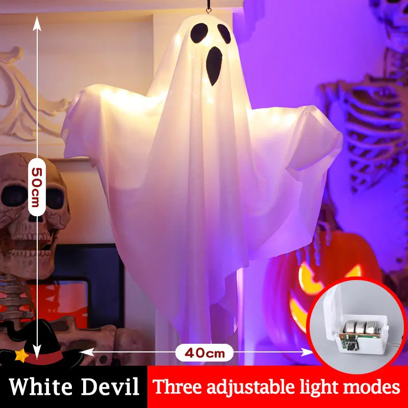 👻Halloween Hanging Ghost Light Decoration, Outdoor Indoor Night Glow Decor for Yard Porch Tree, Holiday Party Supplies Lighted(4PCS)