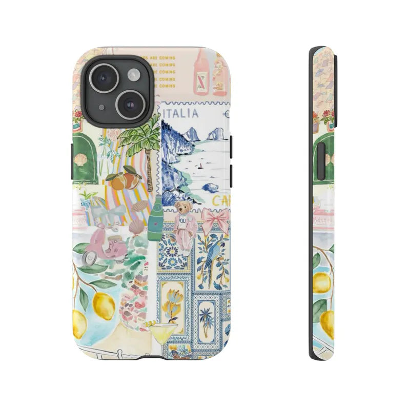 Coquette Italian Summer Collage Phone Case, Coastal Italy Phone Case, iPhone 16 15 14 13 12 11 Pro Max 8 Plus