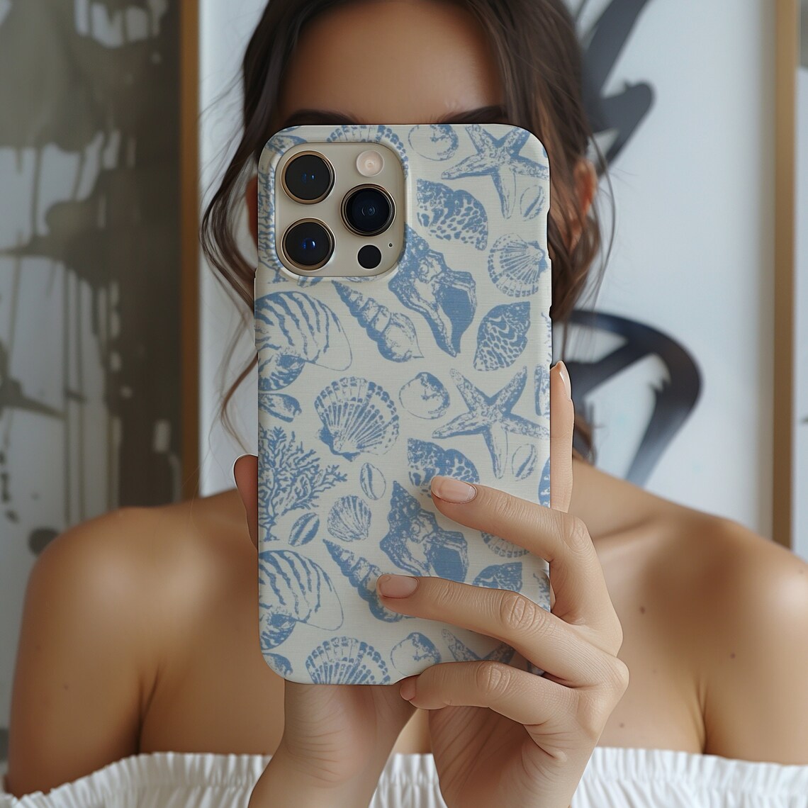 Summer Coastal Seashell Phone Case, Cute Ocean Inspired Aesthetic iPhone 15 14 13 12 11 Pro Max 8 Plus X, Samsung Galaxy S23 S22 S20 Ultra