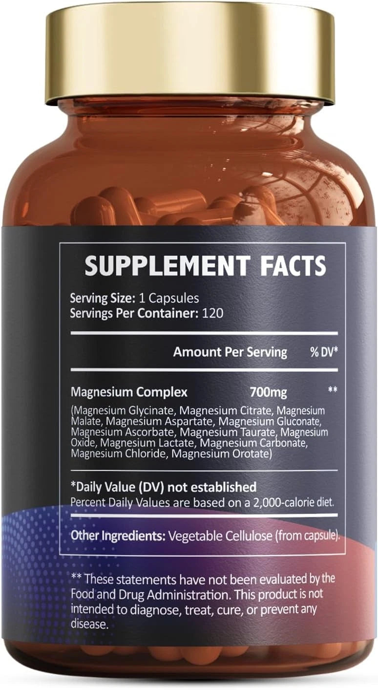 Magnesium 12 in 1 Complex 700mg - Glycinate Citrate Malate Taurate