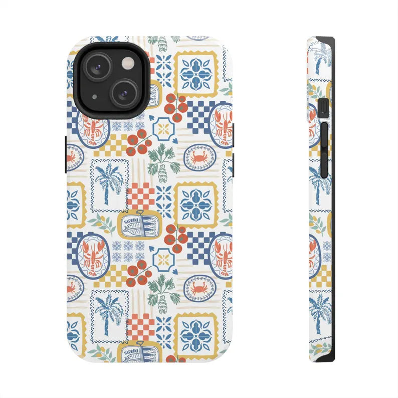 Sardine Phone Case Fisherman Aesthetic Italian Summer Protective Mediterranean Phone Cases Coastal Preppy La Dolce Vita