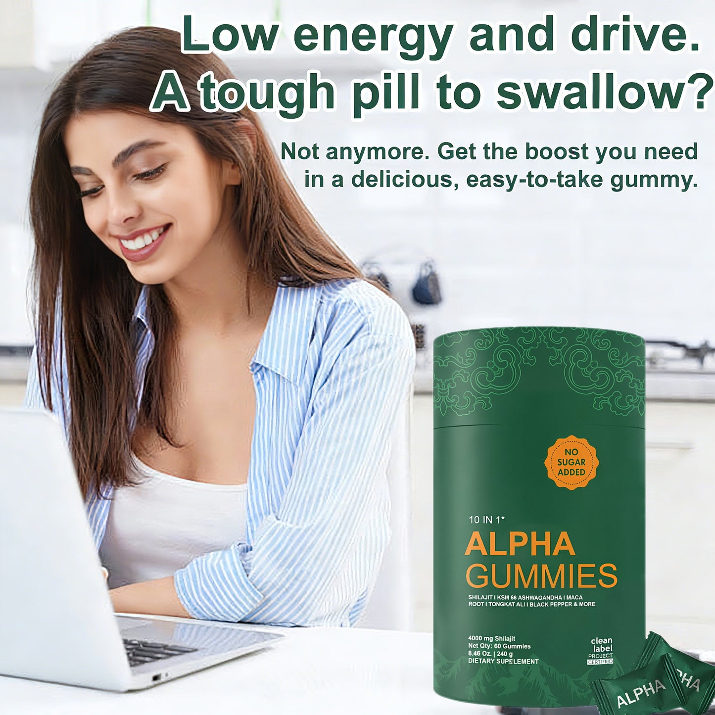 10-in-1 Shilajit Gummies (4000mg)|Tongkat Ali, Maca, 75% Fulvic Acid | Sugar-Free & Vegetarian