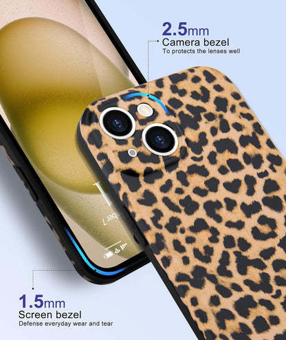 SupraCalm Aesthetic Tortoise Shell Phone Case for iPhone 13 14 15 16, Retro Cool Girl Leopard Print  Classic Leopard Full Camera Protective