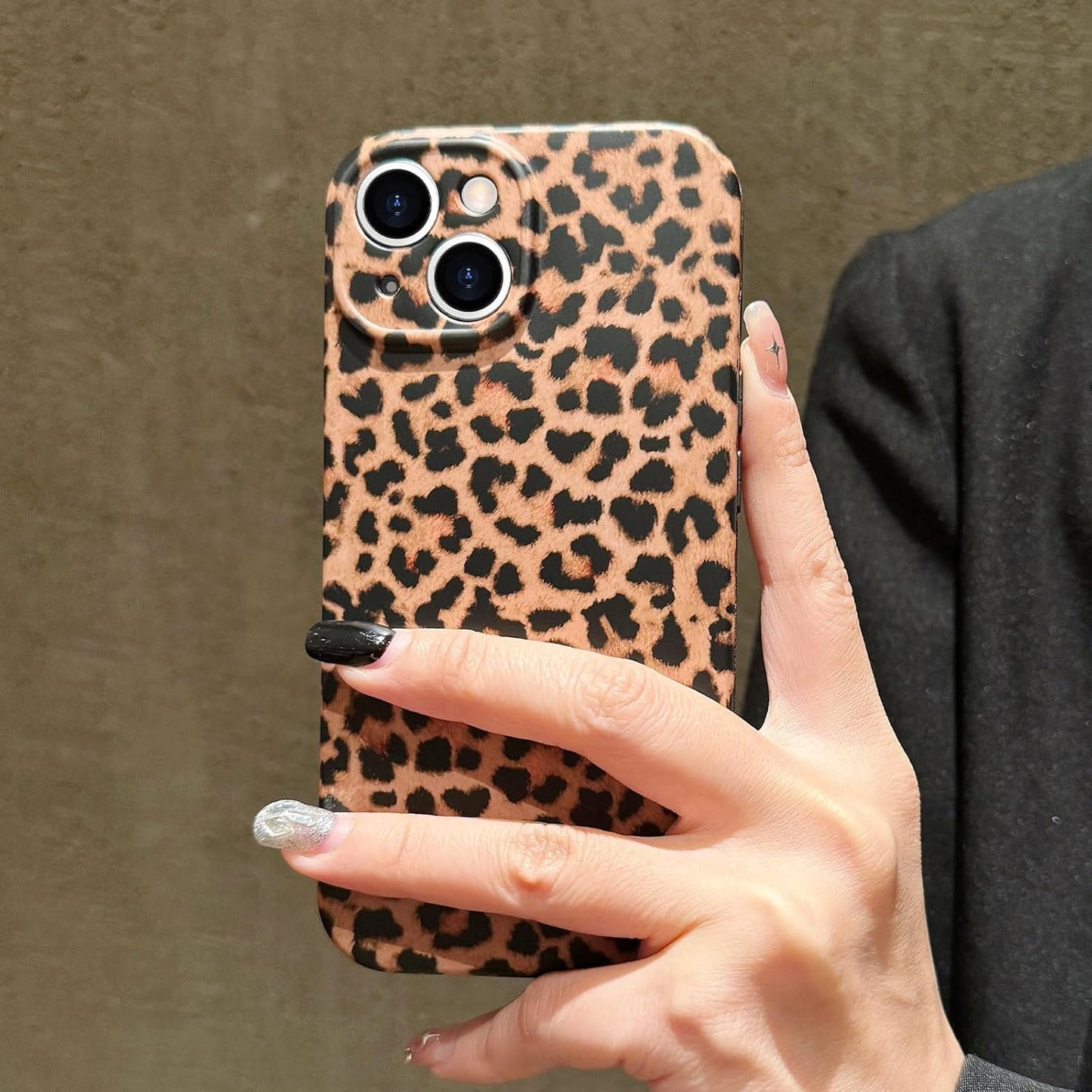 SupraCalm Aesthetic Tortoise Shell Phone Case for iPhone 13 14 15 16, Retro Cool Girl Leopard Print  Classic Leopard Full Camera Protective