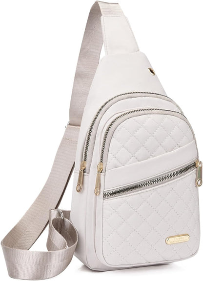 Solid Color Quilted Fanny Pack, Casual Cross Body Bag for Women Men, Chest Bag Daypack