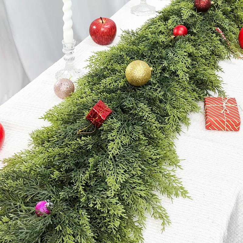 Real Touch Artificial Cedar Garland -  6FT Lifelike Winter Greenery for Mantle, Table, and Wall Decor | Indoor & Outdoor Christmas Garland