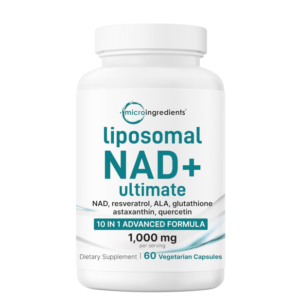 Liposomal NAD+ Ultimate 1,000mg | 60 Veggie Capsules | NMN Pathway Formula | 10-in-1 with Resveratrol, Glutathione & Astaxanthin | NAD Supplement for Women & Men | Anti-Aging, Energy, & Brain Support