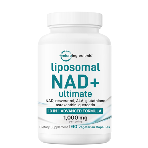 Liposomal NAD+ Ultimate 1,000mg | 60 Veggie Capsules | NMN Pathway Formula | 10-in-1 with Resveratrol, Glutathione & Astaxanthin | NAD Supplement for Women & Men | Anti-Aging, Energy, & Brain Support