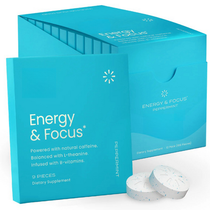 ENERGY & FOCUS™ Caffeine Nootropics for Energy & Focus -Sugar-Free with L-theanine, Caffeine, Vitamin B12& Vitamin B6 - Peppermint Flavor