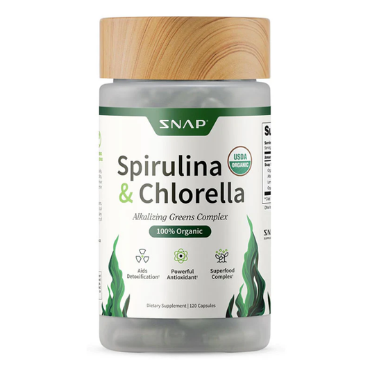Supplements Organic Spirulina and Chlorella Capsules | Chlorophyll and Protein Rich Blue Green Algae Superfood Supplement for Energy and Immune Support, Vegan, Non GMO, Greens Blend, 120 Capsules