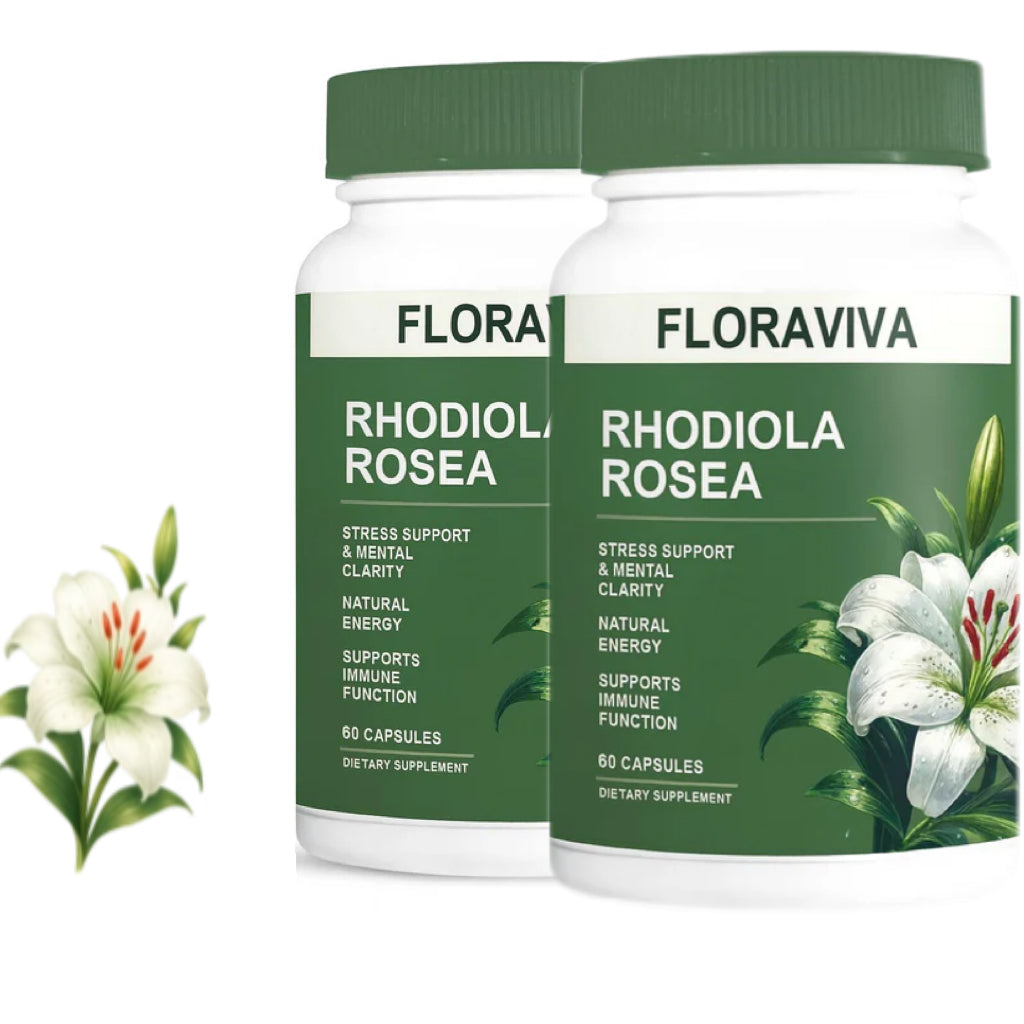 Rhodiola Rosea Capsules - Floravida for Energy, Focus, Mood - 60 Capsules