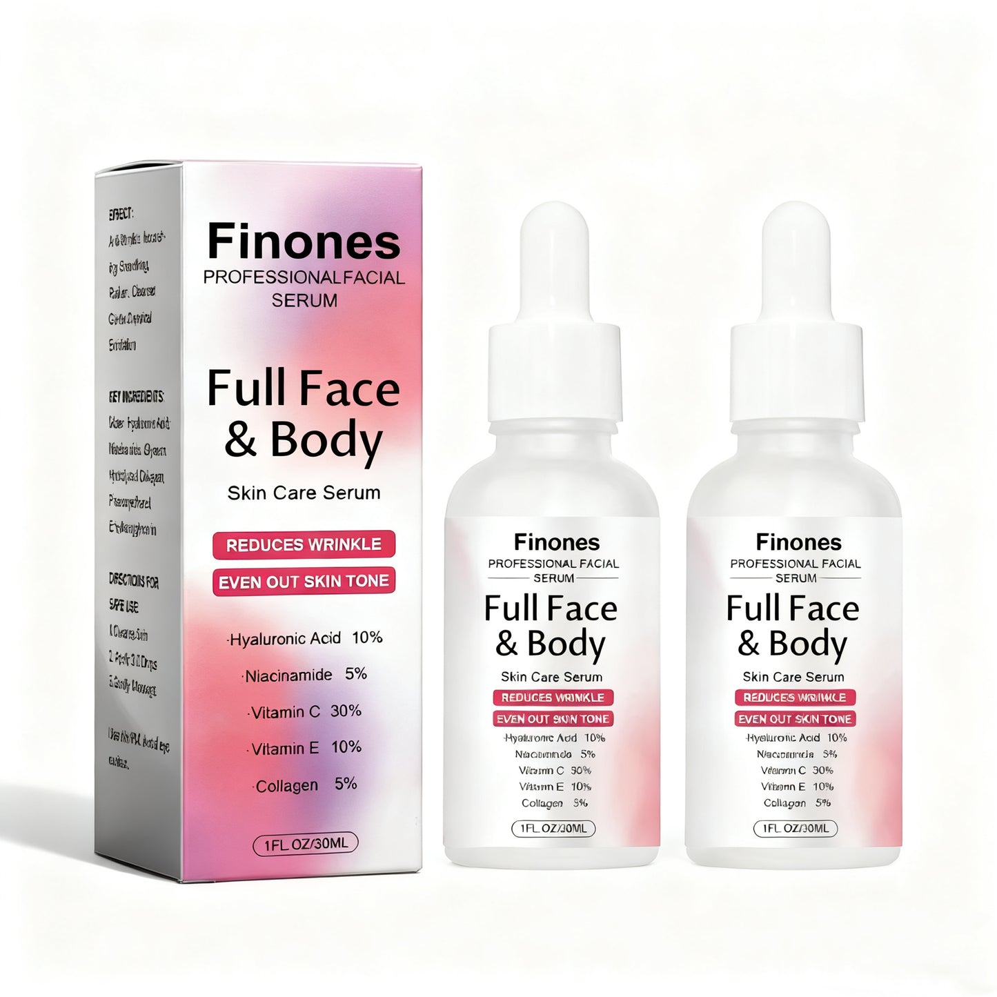 Finones 5-in-1 Anti-Aging Serum: Vitamin C Face & Body Serum to Hydrate, Firm & Reduce Wrinkles