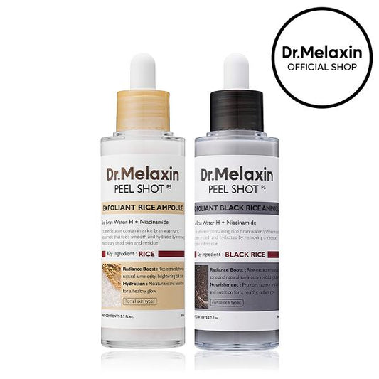 Peel Shot Glow Rice Ampoule Duo White rice ampoule+Black rice ampoule Soft Exfoliating Face and Body Scrub Dead Skin Cells, Blackheads Remover for All Skin Types