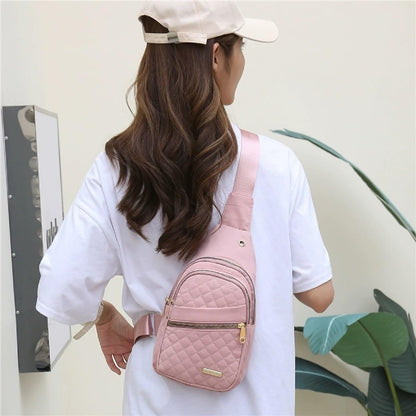 Solid Color Quilted Fanny Pack, Casual Cross Body Bag for Women Men, Chest Bag Daypack