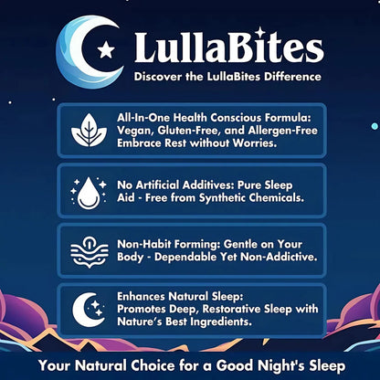 LullaBites Natural Sleep Gummies - 30 Servings -Sweet Strawberry Stars