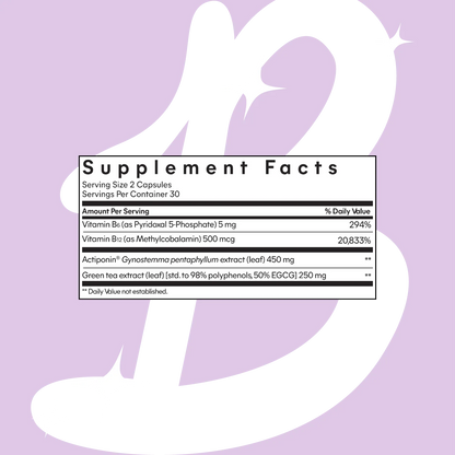 Metabolism, Belly Fat Burning + AMPK Activating Supplement for Men & Women w/Clinically Studied Actiponin Gynostemma, Green Tea Extract, Vitamins B6 & B12 - Gluten Free