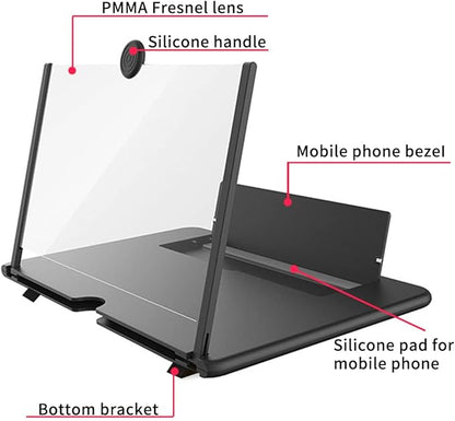 12"Mobile Phone Magnifier - Ultra-HD Screen Magnifier for Easy TV Viewing Orientation for Landscapes Use Eye Protection Full-Screen Mobile Phone Magnification