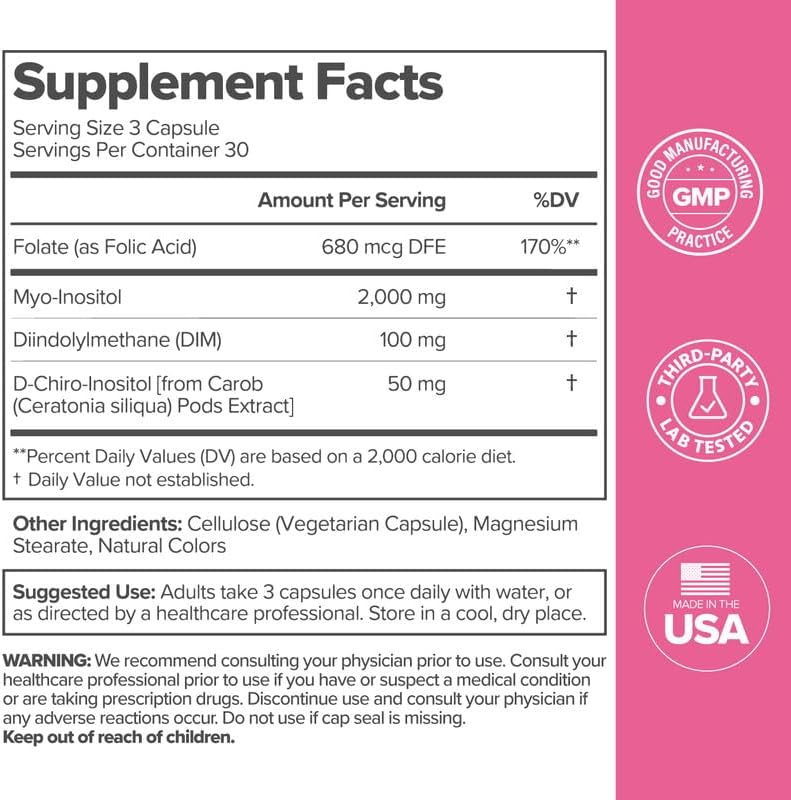 O Positiv FLO Ovarian Health Support - Hormone Balance for Women, Supplement with DIM, Myo & D-Chiro Inositol, Folic Acid - Supports Healthy Ovulation, Cycle Regularity - 30 Servings