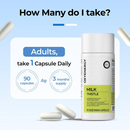 OxyEnergy Silymarin Milk Thistle 300mg – Liver Detox & Repair with Vitamin C, Inositol & Pueraria – 90 Veg Capsules