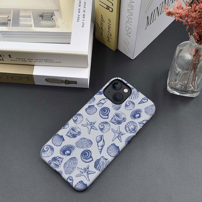 Phone Case Compatible with iPhone Cute Blue Shell Phone Case for iPhone Girls Women Boys Men