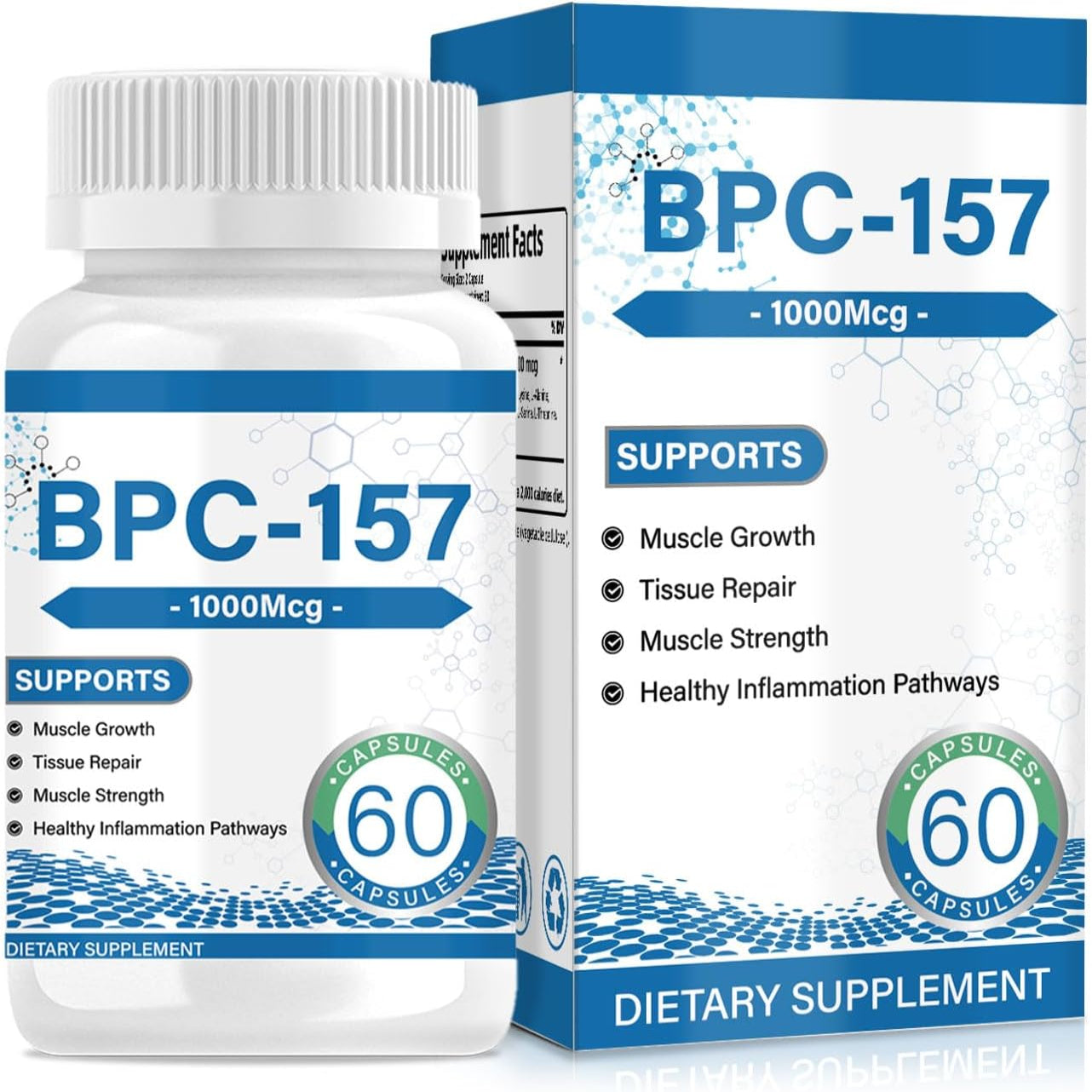 157 Peptide Capsules 1000 mcg, supports muscle growth, tissue repair, strength, non-GMO, gluten-free, 60 capsules